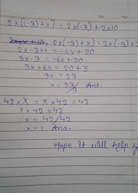 Find the value of x in the following (a) 2 x [(-3) + x ] = 2 x(-3 ...