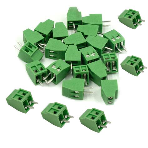 QMseller 2-Pin 2.54mm Pitch 150V 6A PCB Mount Screw Terminal Block ...