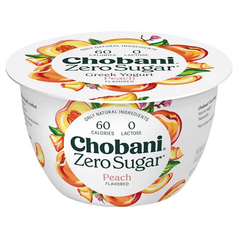 Chobani Yogurt, Greek, Nonfat, Zero Sugar, Peach Flavored-Main