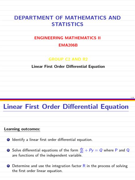Image result for First Order Linear DE Examples