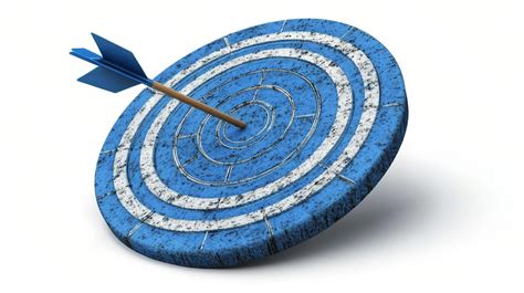 Arrow hitting blue bullseye target on a white background 49697172 Stock ...