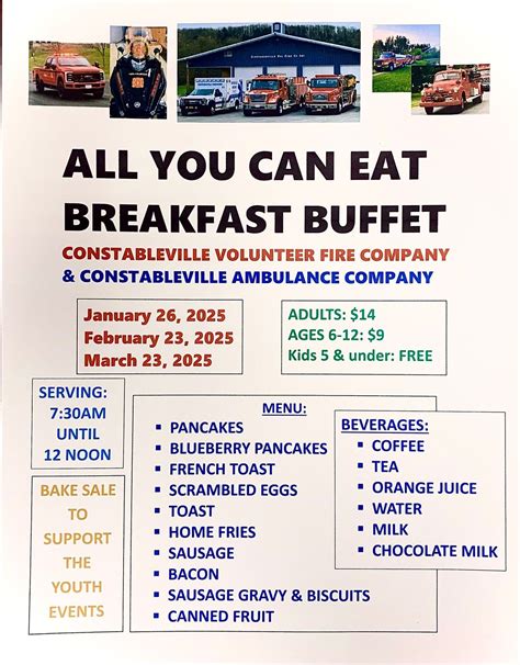 Breakfast Buffet Feb 2025, 3059 Main St PO Box 438, Constableville, NY ...