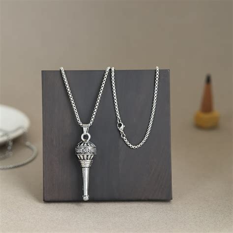 Silver Plated Hanuman Gadha Pendant – Divine Hindu
