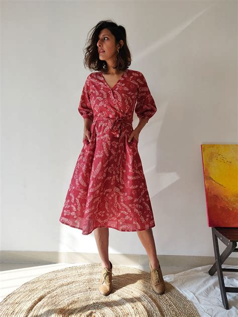 Maroon Floral Summer Cotton Dress for Women | WhySoBlue