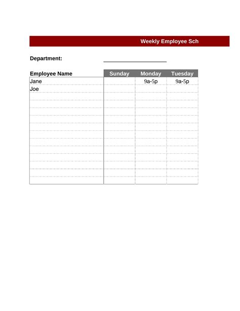 Employee Schedule - Template Spark...: Premium Template - Template Spark