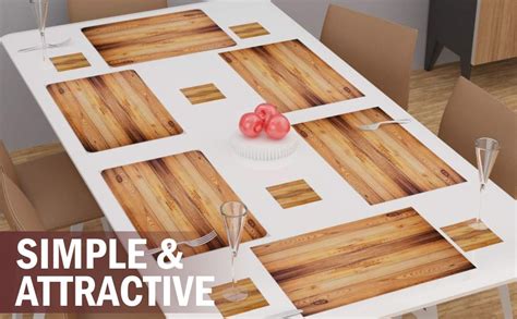 Buy Yellow Weaves 6 Piece Wooden Style PVC Dining Table Placemats ...