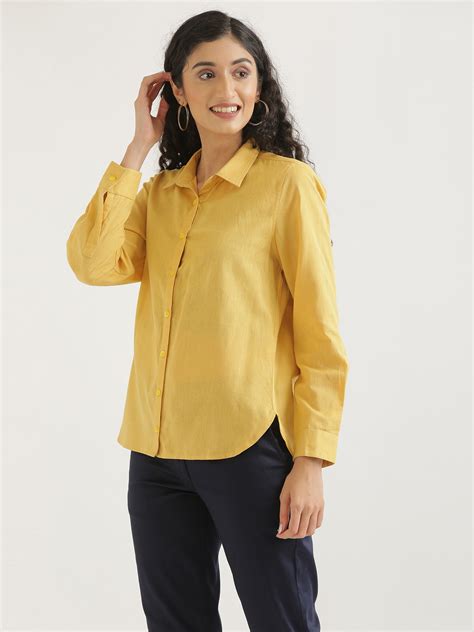 Yellow Airy-Linen Shirt – सादा / SAADAA