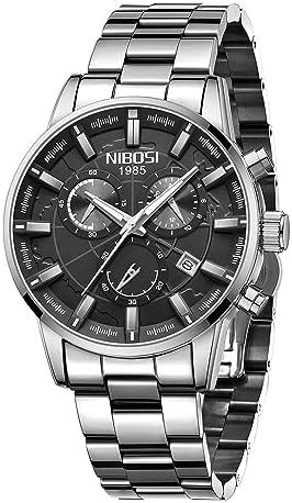 NIBOSI Chronograph Men's Watch (Black Dial Black Colored Strap ...