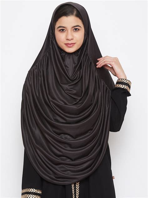 Nabia Women Black Solid Casual Khimar Hijab