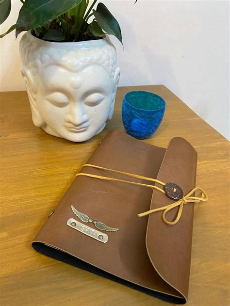 Buy Personalised Brown Diaries With Beige Thread Online - The Messy Corner