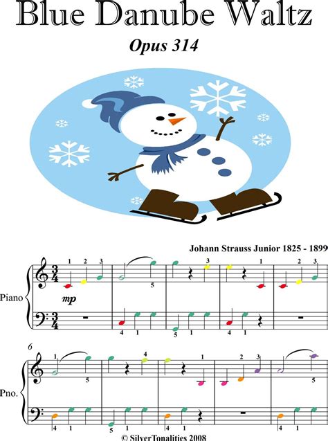 Blue Danube Waltz Easy Piano Sheet Music with Colored Notes eBook by ...