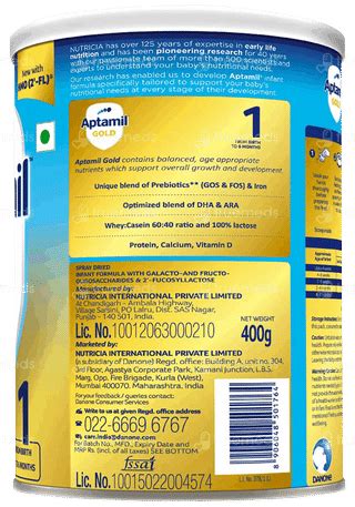Aptamil Gold Stage 1 From Birth To 6 Months Tin Powder 400gm - Uses ...