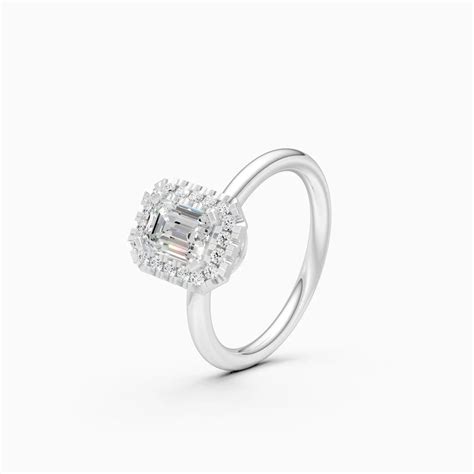 Emerald Cut Diamond Halo Engagement Ring