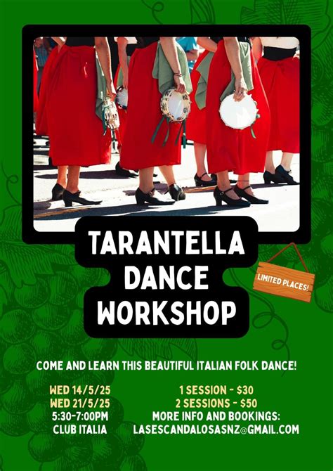 Tarantella Workshop , Club Italia Nelson, 21 May 2025 | AllEvents