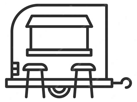 Fast food cart icon mobile street stall with chairs | Premium Vector