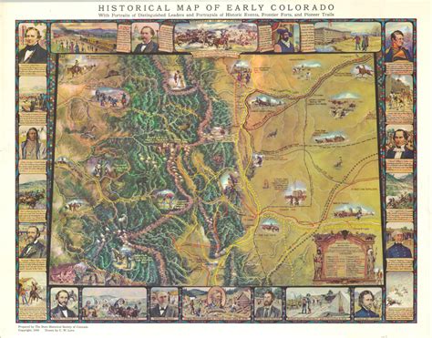 Historical Map of Early Colorado - Curtis Wright Maps