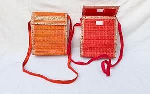 PUJA CELEBRATIONS Korai Mat Sling Bag, Dry and River Grass Basket Eco ...