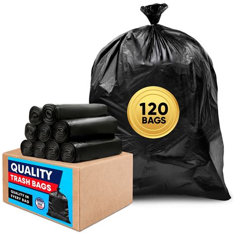 64-65 Gallon Black Trash Bags, (120 Bags Bulk) 60 Gallon Extra Large ...