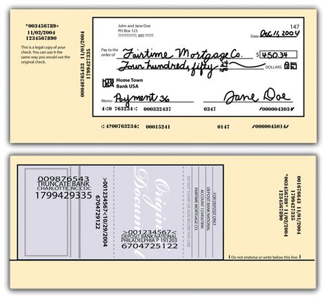 Front And Back Of Check