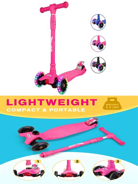 Kids Scooters with 3 Light Up Wheels, 4 Adjustable Height Scooters ...