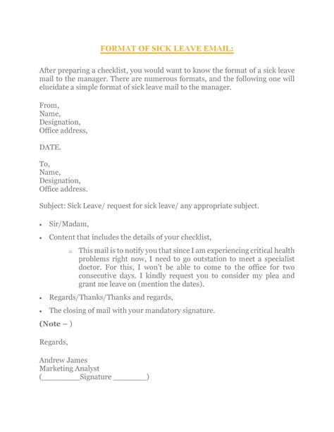 49 Professional Sick Leave Email Templates ᐅ TemplateLab
