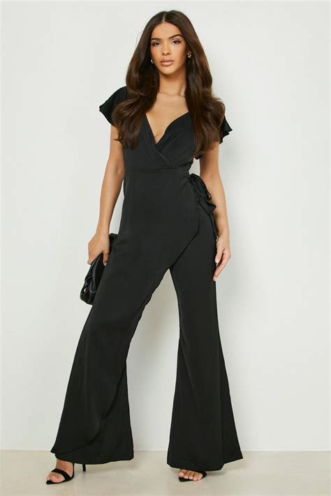 Wrap Tie Waist Wide Leg Jumpsuit | boohoo UK