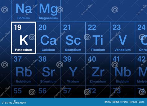 Potassium Element, Alkali Metal with Symbol K from Kalium, on Periodic ...