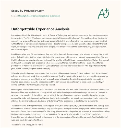 Examples Of Unforgettable Experience
