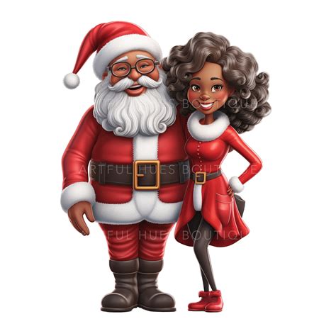 Black Santa Cartoon Santa Claus: Dark Skin Tone" Emoji Download For