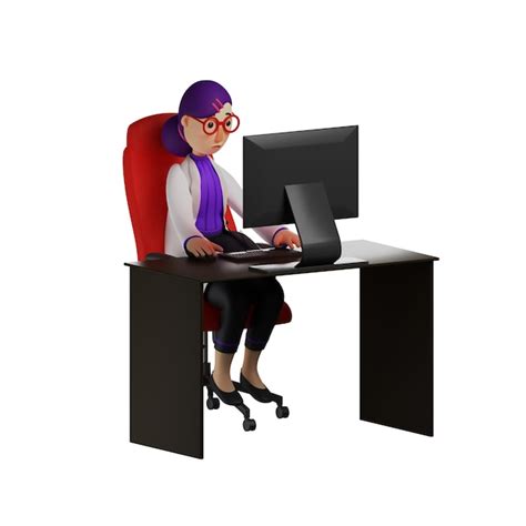 3d illustration 3d female doctor character cartoon is working on the ...