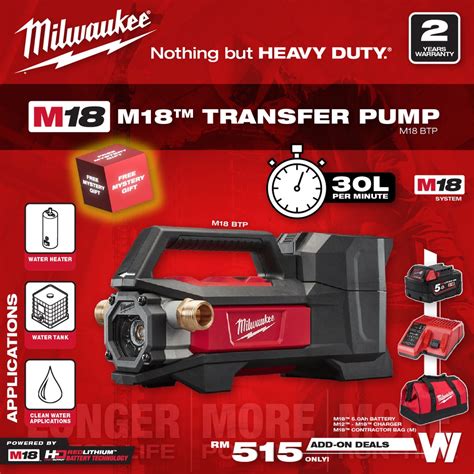 MILWAUKEE M18 WATER TRANSFER PUMP - APJ 30 LITRE PER MINUTE - M18 BTP ...