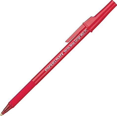 Paper Mate Write Bros. Grip Stick Medium Point Ballpoint Pen, 12 Red ...