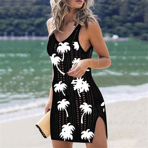 Danhjin Swimsuit Cover Ups for Women V Neck Hollow Out Plus Size Swim ...