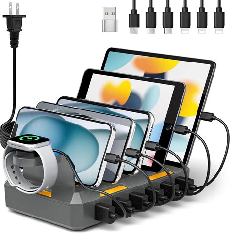 Amazon.com: Charging Station for Multiple Devices,75W 6 Port Multi USB ...