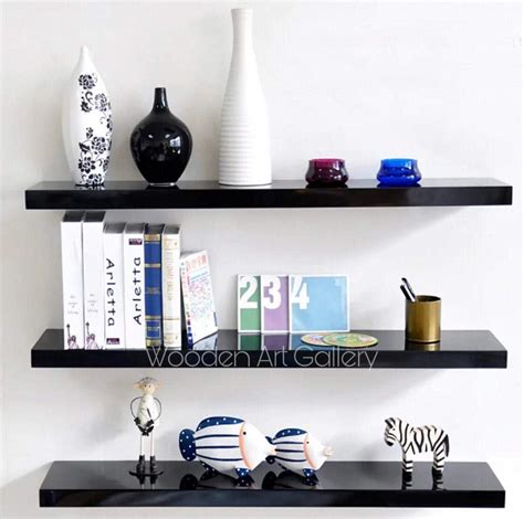 WOODEN ART GALLERY Wooden Dual Length Set top Box Wall Shelf| Wall ...