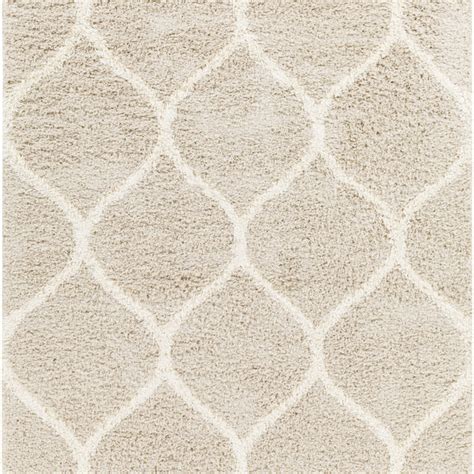 BLOCKTON Shaggy Rug I Modern Boho Rug I White, Beige – Surya BV