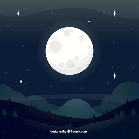 Background of landscape with full moon | Free Vector