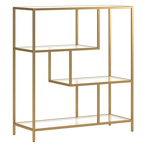 Hailey Home Isla Brass Metal 4-Shelf Bookcase (36-in W x 40-in H x 14 ...