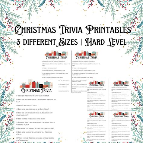 Christmas Trivia Printable | Hard Level | Ready to Print| Answer Key ...