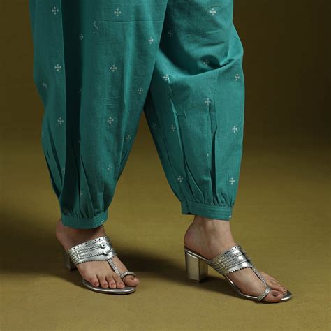 Green Jacquard Weave Cotton Elasticated Afghani Salwar
