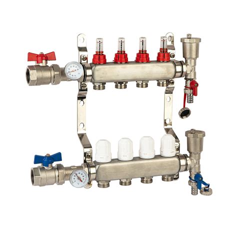 Brass Floor Heating Radiant Heat Manifold with Ball Valve and Flow ...