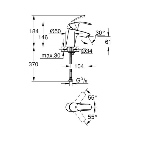 Grohe Table Mounted Tall Boy Basin Mixer Eurosmart 32467002 - Chrome on ...