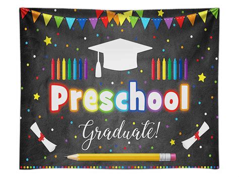 Buy Funnytree 8x6FT Soft Fabric Preschool Graduate Backdrop ...