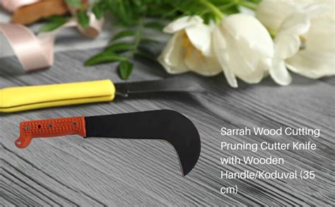Sarrah Wood Cutting Pruning Cutter Knife with Wooden Handle/Koduval (35 ...