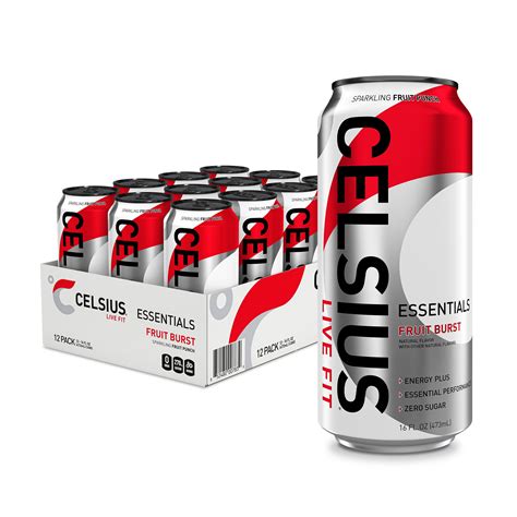 CELSIUS ESSENTIALS, Sparkling Fruit Burst, Performance Energy Drink 16 ...
