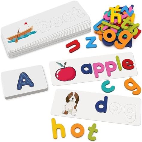 Buy Reading & Spelling Learning Toy, Wooden Letters Flash Cards Sight ...