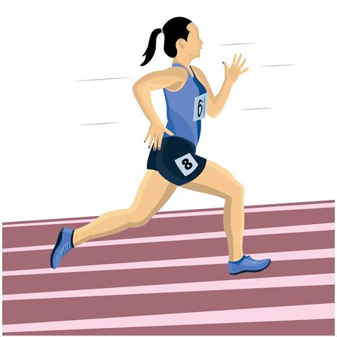 Vector female athlete on running track flat vector illustration design ...
