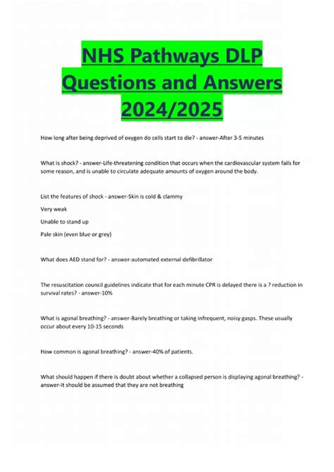 NHS pathways/NHS 111 EXAM BUNDLE With Complete Questions and Answers ...