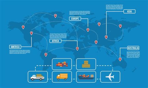 Global logistics infographic world map template with transport icons ...