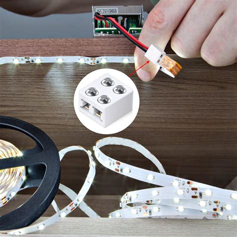 Buy 100 Pack Solderless LED Tape Light Connector 2 Pin Screw Down ...